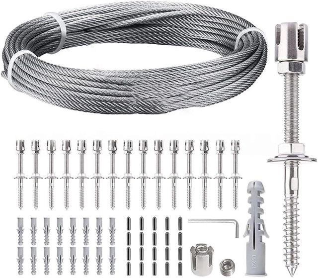Treillis métallique en acier inoxydable pour plantes grimpantes, système de support de jardin avec accessoires complets (12 mètres)
