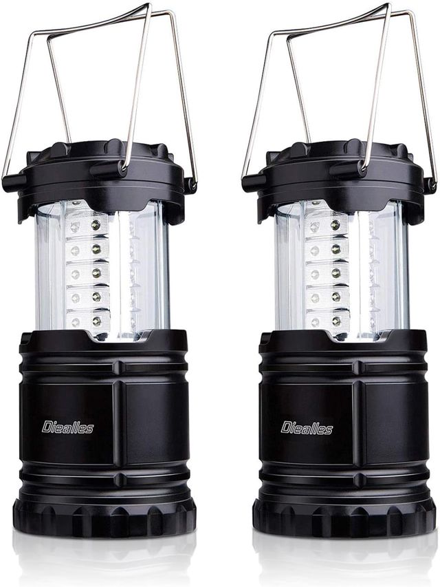 Lampe a Pile, Lot de 2 Ultra Bright Lampe Tempete, Portable Lampe Camping, LED Lanterne Camping pour Randonnée, Jardin, Pêche, Lumière d'urgence, Les Activités en Extérieur