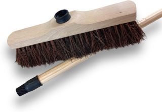 Kibros Balai de Jardinage Droit 30 cm Fibre Arenga Manche Bois 1,40 m