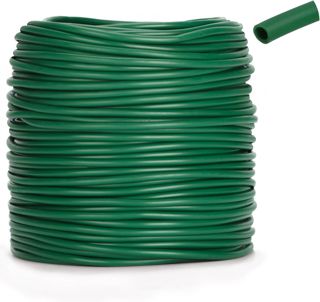 KINGLAKE Lien Souple Tube Creux pour Attacher Plantes, 3mmX100m Cordon Creux, Tuyau Creux en Caoutchouc pour Tomates, Roses, Fleurs- Vert