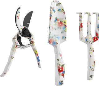 Outsunny Ensemble Jardinage 3 Pcs Aluminium avec Motif Floral – Sécateur