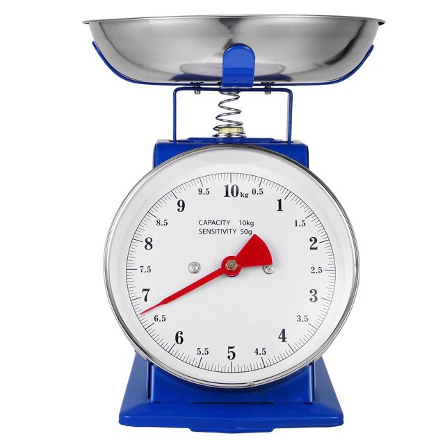 Balance Cuisine Mécanique 10kg Vintage avec Grand Cadran Bleu