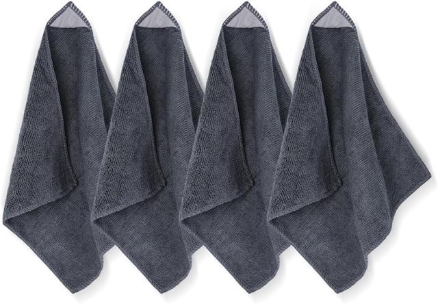 Lot de 4 chiffons de nettoyage en microfibre gris 25,4 x 23,6 cm effaçables à sec pour tableaux blancs, tableaux noirs et tableaux en verre pour la maison, le bureau et l'école