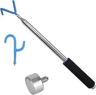 Outil Télescopique Préhensible Barre Magnétique avec Crochets Aimant, 300cm Perche Extensible Pousser Tirer Préhenseur Fils Récupérateur Disque Golf Zones Difficiles D'accès