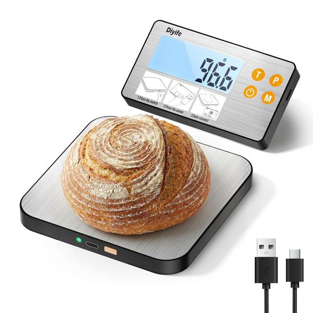 Diyife Balance de cuisine numérique rechargeable 15 kg avec écran divisé