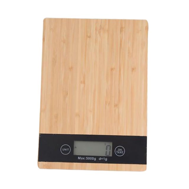 Balance Cuisine Numérique 5kg Surface Bambou et Tare