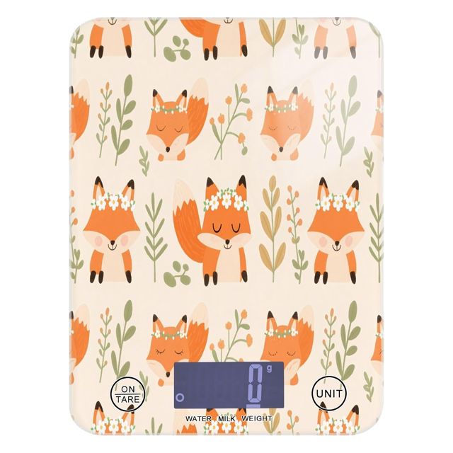 Balance alimentaire portable pour cuisine 5 kg/5 g, motif animal mignon, fleur de renard, mini balance de cuisine avec 4 unités pour expresso, épices cétogènes (piles non incluses) peso numérique para