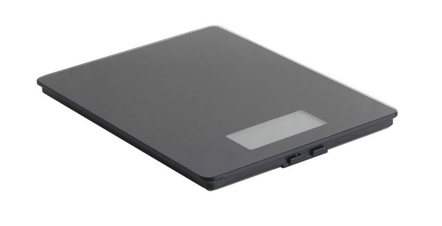 MASTRAD - Balance de Cuisine Noire - Plateau Verre - Précision au Gramme Près Jusqu'à 5 Kg - 17 cm x 23 cm
