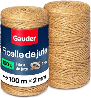 GAUDER Ficelle de jute naturelle, corde de jardin & macramé (100 m x 2 mm)