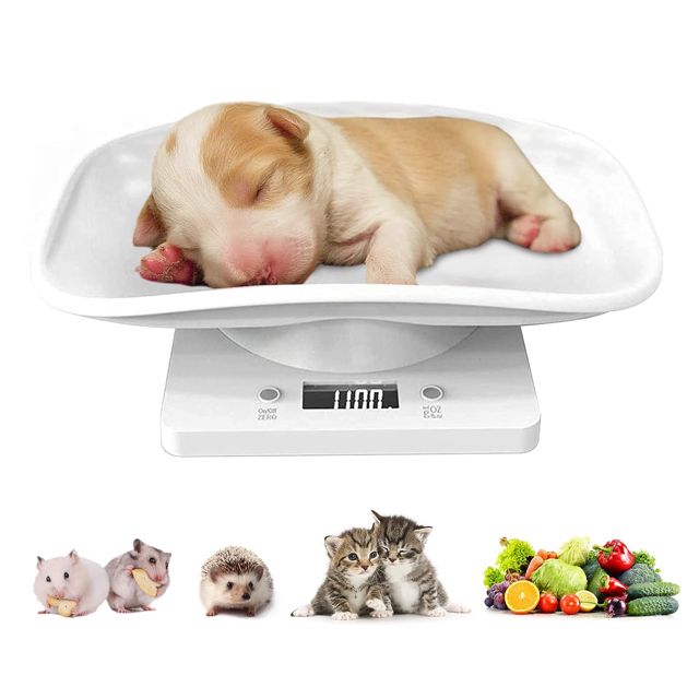 Balance pour Petits Animaux avec Mètre Ruban, LCD Balance de Cuisine Precision, Balance Electronique, kg/once/livre/ml/lb, Mesure du Poids pour Les Petits Animaux/Bijoux/Nourriture(max 15 kg)