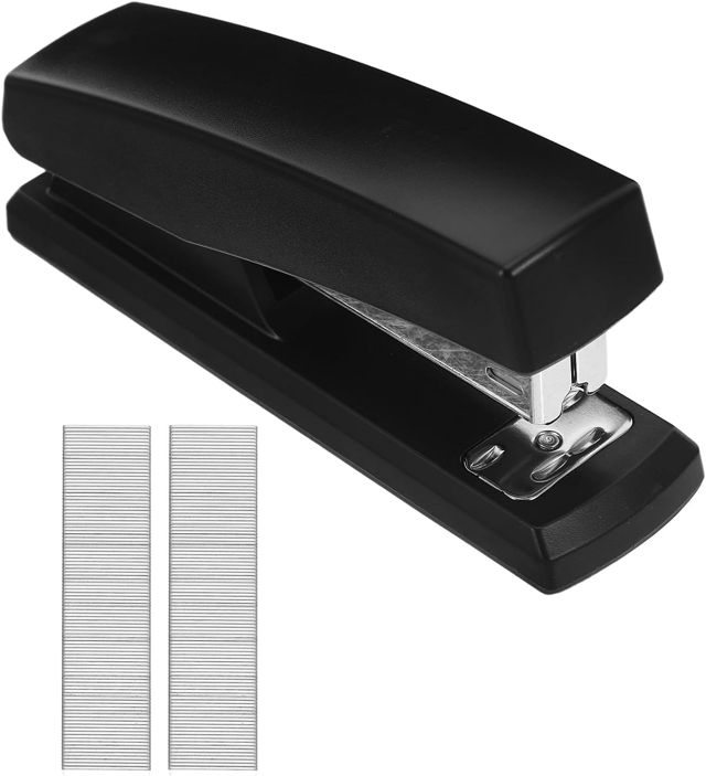 Agrafeuse de Bureau Noire en Métal avec Poignée Ergonomique et Agrafes