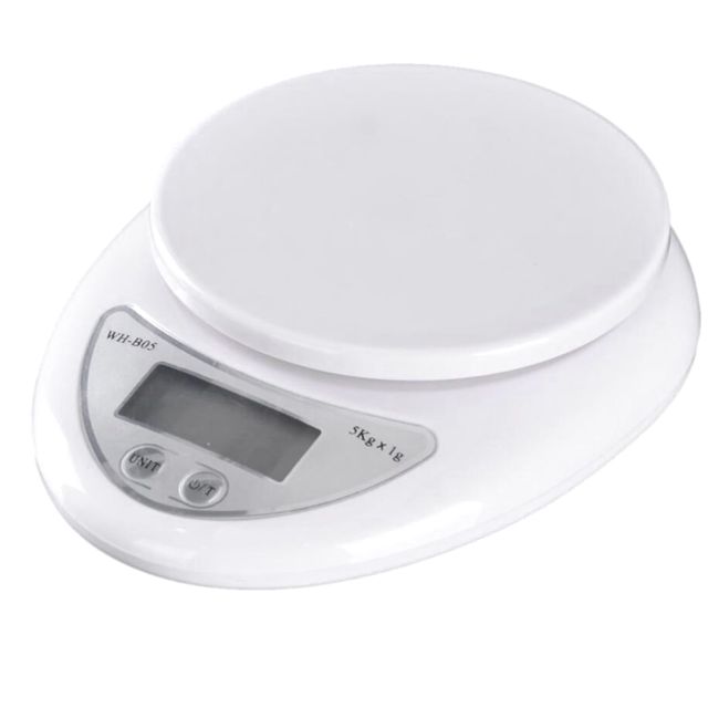 Balance Cuisine Électronique B05 5kg/1g, Affichage Lcd, ABS Blanc