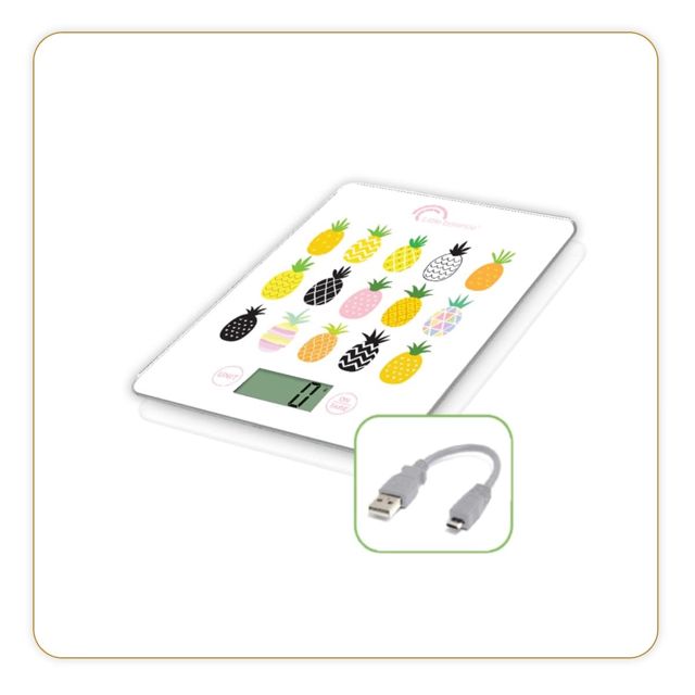 LITTLE BALANCE 8549 Slim Apérifruits USB-R, Balance de cuisine sans pile, rechargeable USB, réparable, 5 kg, Apérifruits