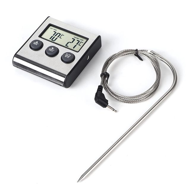 FTVOGUE Thermomètre à Viande Numérique avec Fonction Minuterie, Grand écran LCD pour la Cuisine, Barbecue, Cuisson