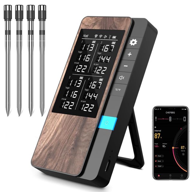 Thermomètre Cuisine Pack de 4, Thermometre Viande avec Application