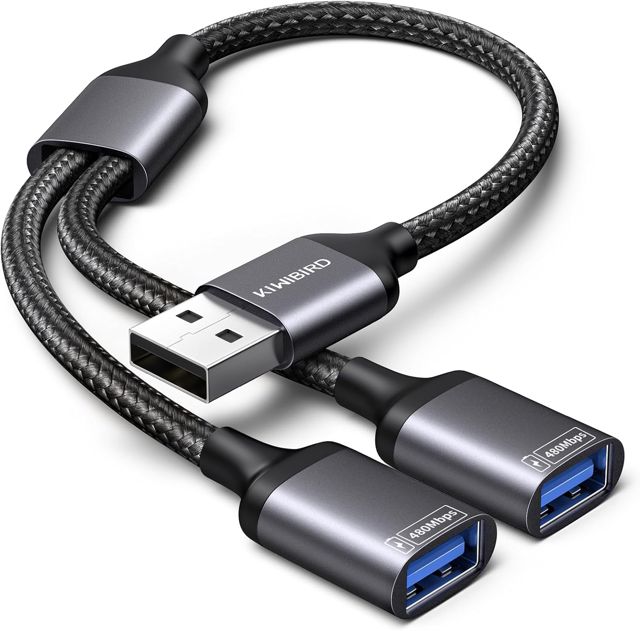 KiwiBird Double USB, doubleur USB, Adaptateur Double Prise USB2.0 Lot de 2
