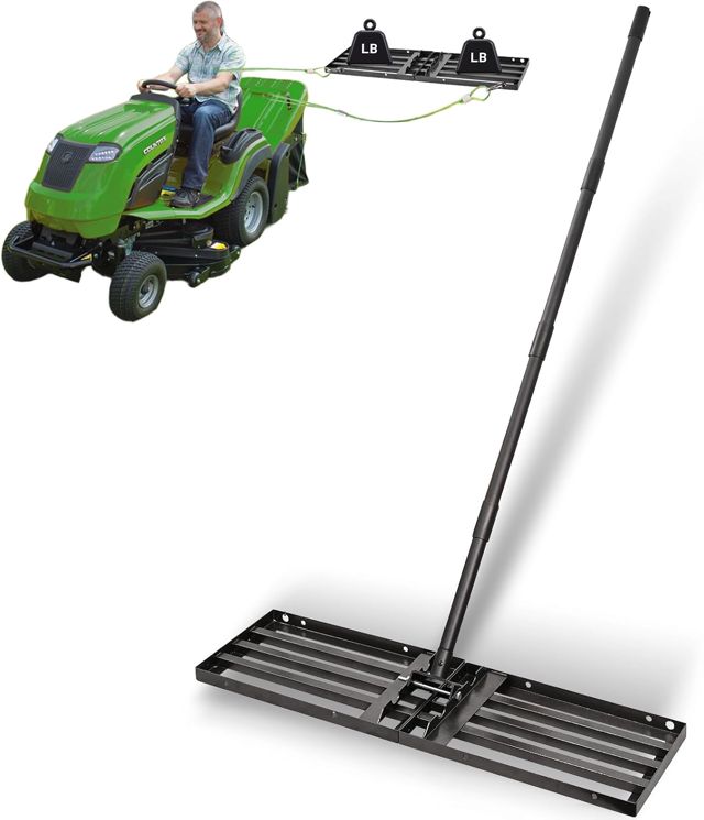 Râteau niveleur de pelouse 24x87cm,Rateau nivellement Robuste avec Manche réglable de 172,5cm pour niveler la pelouse,Terre,l'herbe et Le Sable dans Les Jardin,Les Cour arrière et Les Terrain de Golf