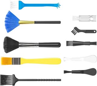 Generisch Lot de 10 brosses de nettoyage pour clavier, pour ordinateur, nettoyage à main, dépoussiérant, brosse détaillée pour tablette, console de bureau, tapis de souris de