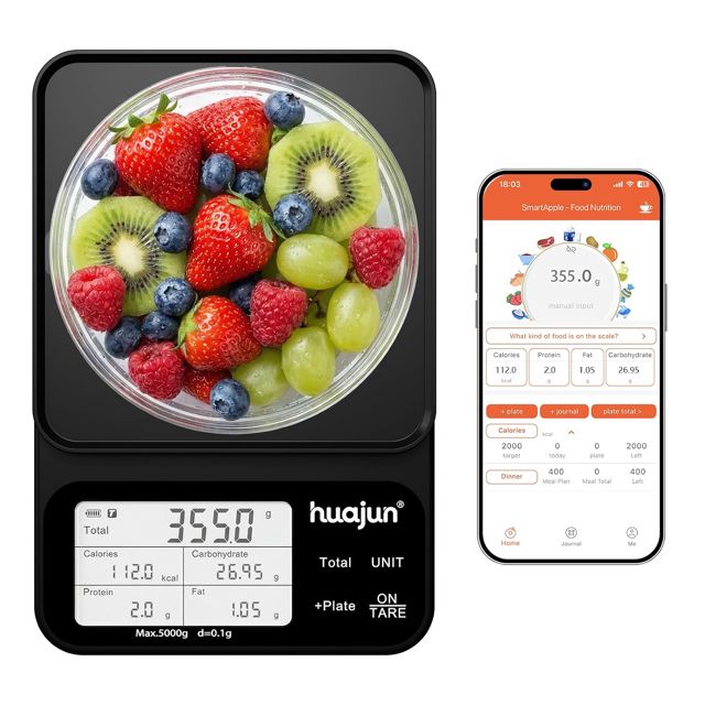 Balance de Cuisine Numérique avec Calculateur Nutritionnel 5KG/0,1g