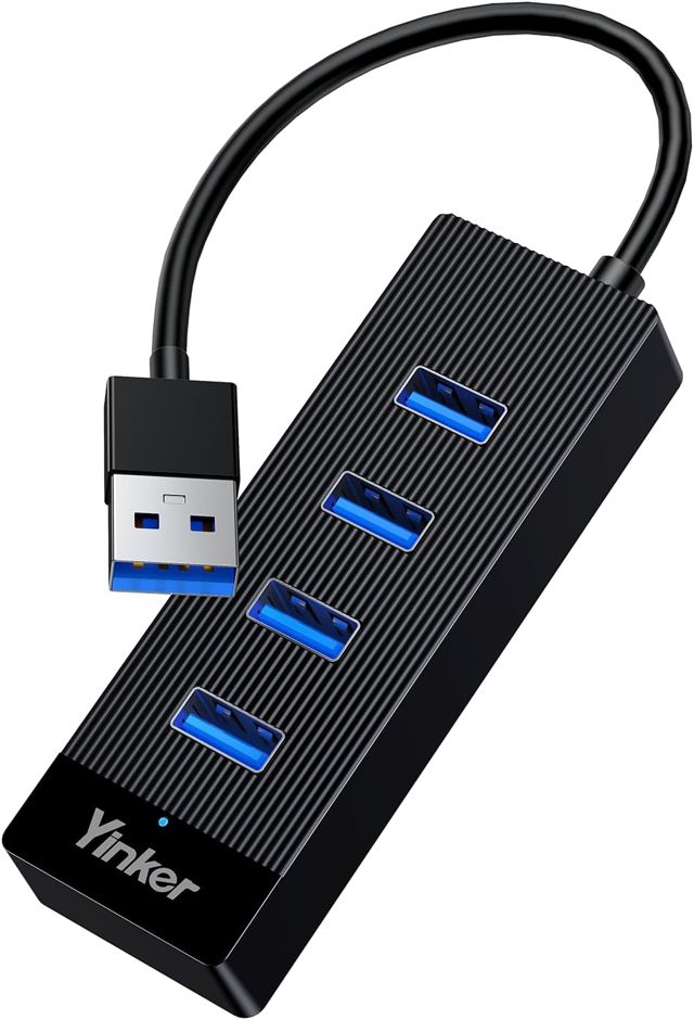 Hub USB 3.0 15 cm 4 ports avec port d'alimentation 5 V, répartiteur USB, transfert de données 5 Gbit/s, extension USB pour ordinateur portable, PC, MacBook, PS5