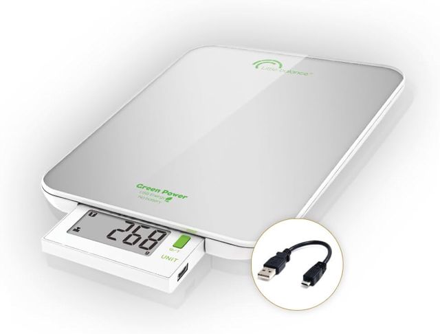 LITTLE BALANCE 8183 Slide 6 Silver, Balance de cuisine sans pile, Rechargeable USB, 6 kg, Silver