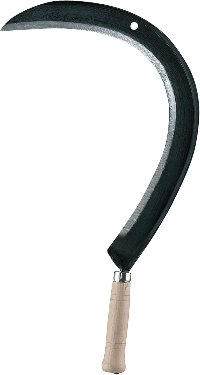 Leborgne Faux à Broussailles 55 cm Lame Forgée Manche Métal Rouge 150 cm