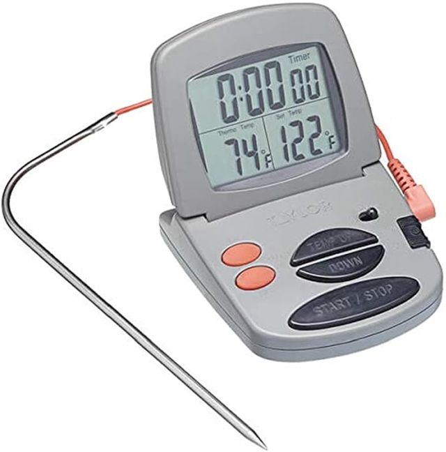 Taylor Pro Thermomètre de Cuisine pour Confiture, Jauge de Température pour la Cuisson de Confiture, Sucre, Caramel, Confiserie, Fritures avec Poignée Tactile, Acier Inoxydable Argent / Noir