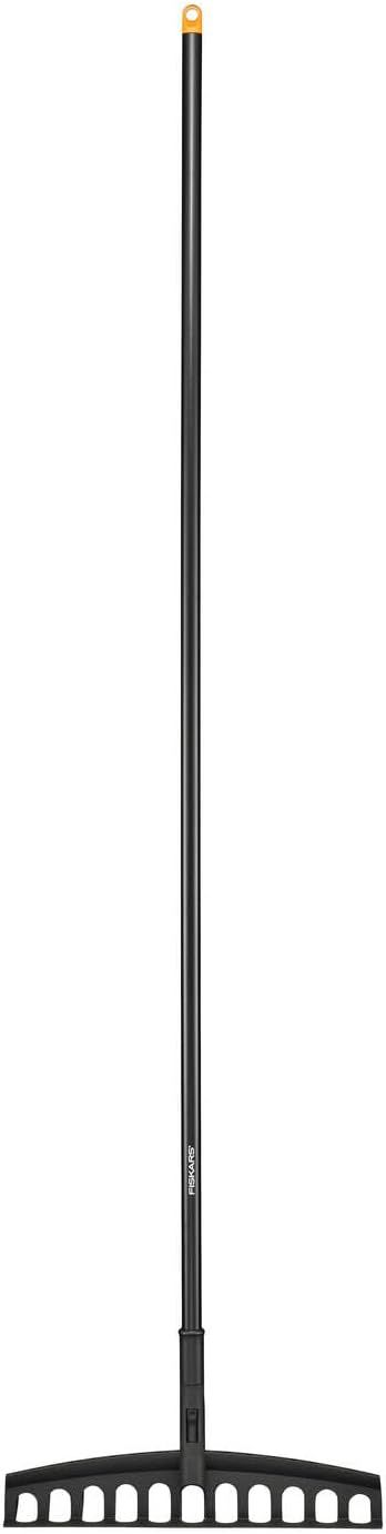 Fiskars Râteau à dents courbes, 14 dents, Largeur: 36 cm, Tête en acier au carbone trempé/Manche en aluminium, Noir/Orange, Solid, 1016036