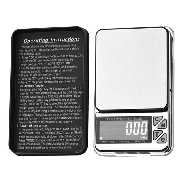 Mini Balance de Bureau 500g X 0,01g USB Rechargeable pour pièces