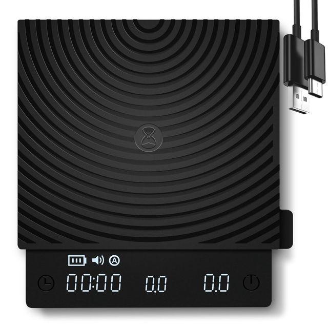 Black Mirror Basic 2, Balance à café TIMEMORE avec minuteur pour le café filtre, contrôle du débit, précision de 0,1g, avec minuteur automatique, capacité de 2000g, noire