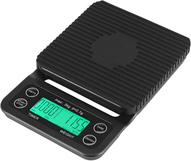 Balance de cuisine numérique, balance de nourriture multifonction 3KG/0.1g, balance de cuisine numérique LCD électronique pesant le café goutte à goutte avec minuterie(bleu)