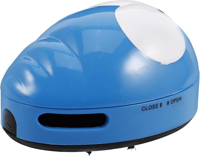 Mini Aspirateur de Bureau Chenille Bleu en ABS pour Nettoyage Précis