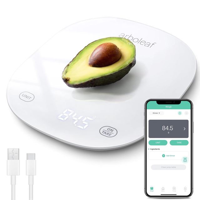 arboleaf Balance de Cuisine 10kg/0,5g, Rechargeable USB