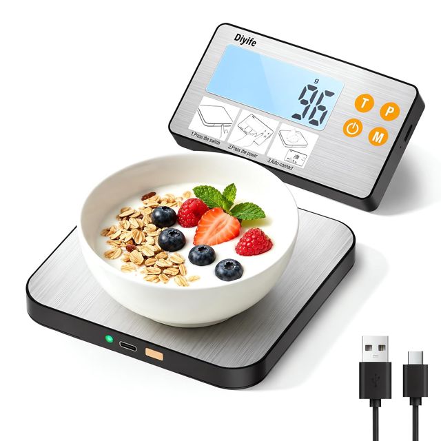 Diyife Rechargeable Balance de Cuisine 15KG avec Affichage Divisé