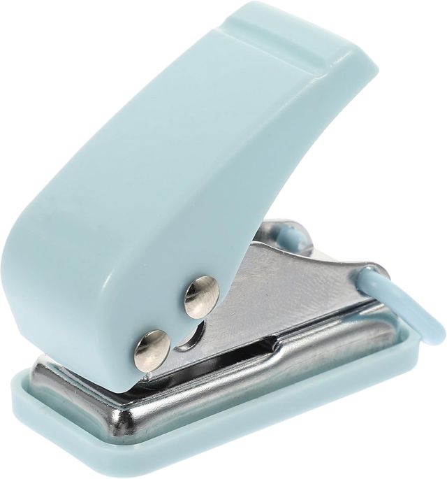 Mini Perforatrice de Bureau en Plastique et Acier Inoxydable, Bleue