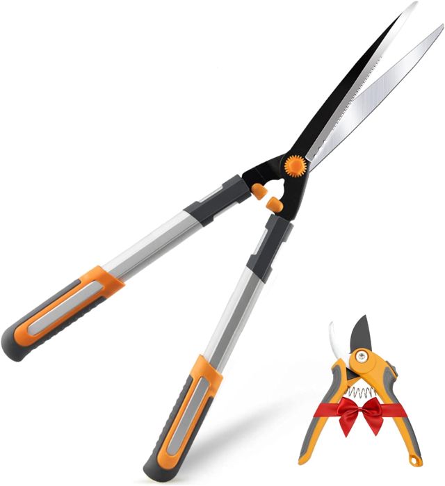 AIRAJ Jeu De 2 Cisailles À Haies De Jardin 60 Cm Avec Sécateur