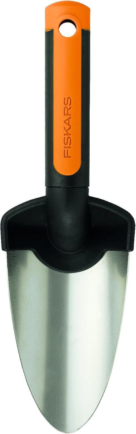 Fiskars Déplantoir, Longueur: 27 cm, Lame en acier inoxydable, Noir/Orange, Premium, 1000726 Argent
