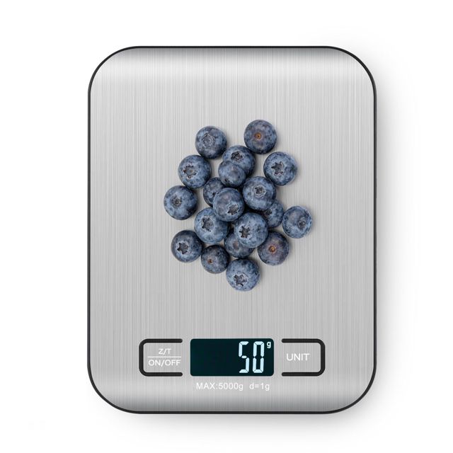 Balances de cuisine,11 lb balance alimentaire numérique avec piles, 5 unités avec fonction tare, bouton tactile, écran LCD rétroéclairé