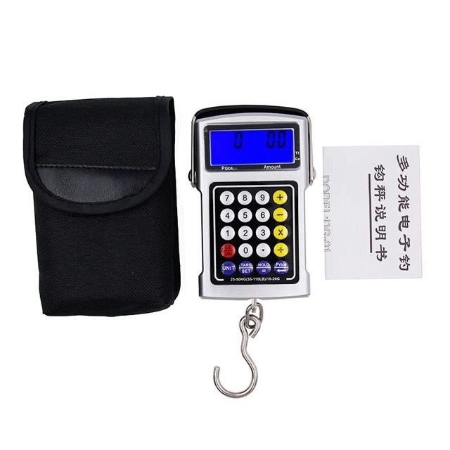 Balance de cuisine Échelle de crochet de calcul électronique multifonctionnelle, calculatrice de test de température, comptage de prix, peut porter 50 kg / 20g, outil de pesage de la balance des bagag