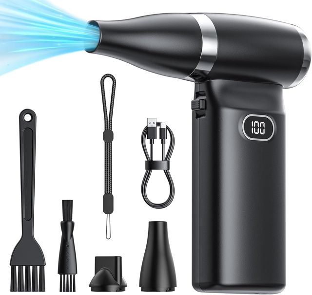 Plumeau électrique à air comprimé sans fil : 70 km/h haute vitesse de vent Mini souffleur d'air pour électronique portable nettoyeur d'ordinateur portable nettoyage de clavier à main plumeau puissant