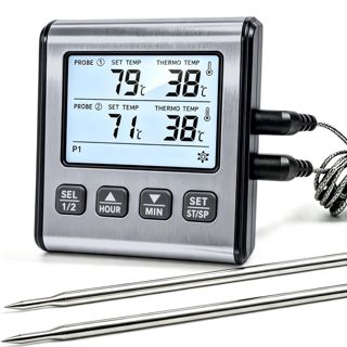 Thermomètre de Cuisine Numérique avec Minuterie, [Grand LCD] Double Sonde