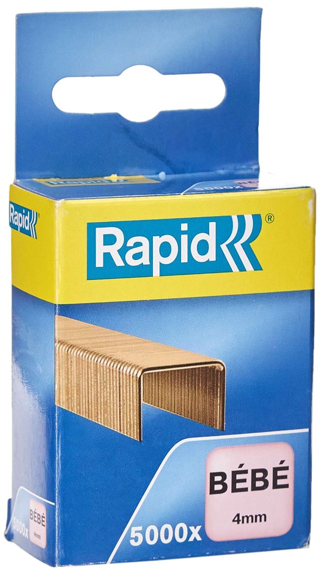 Rapid, 5000 Agrafes BEBE, 15 feuilles, Fil robuste cuivré, Longueur 4 mm
