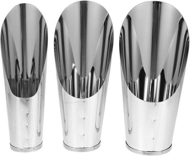 MAGICLULU 3 Pelles à Terre en Acier Inoxydable, Godet de Rempotage pour Plantes Succulentes, Seau Alimentation Bonsaï, Tasse Cuillère Sol Métal INOX, Outil Jardinage Intérieur Kit Moyen Petit Grand
