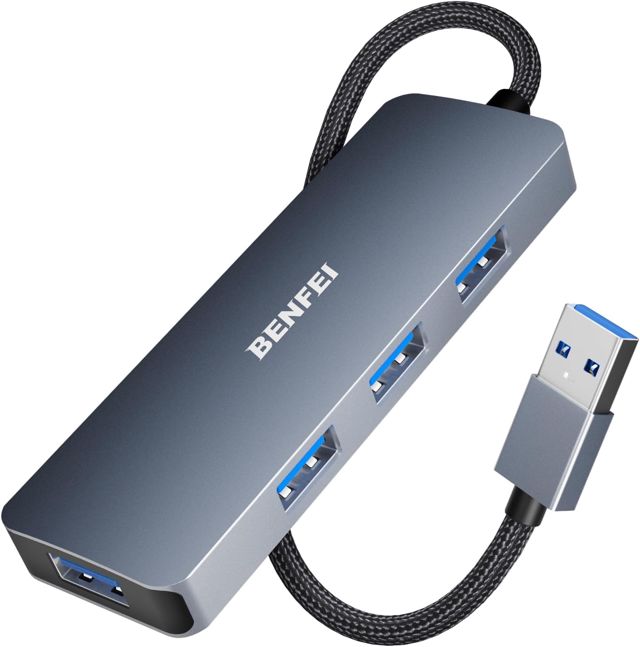 BENFEI Hub USB 3.0, Hub USB Type-A/Type-C 2-en-1 avec 4 Ports USB 3.0 Compatible pour MacBook, Mac Pro, Mac Mini, iMac, Surface Pro, XPS, PC, Clé USB, Disque Dur Mobile