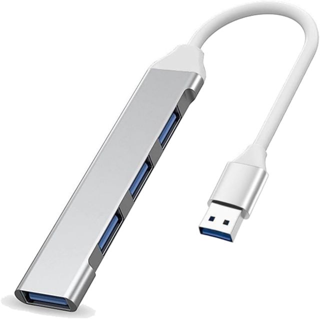 Hub USB 3.0 4-en-1 Avec 1 Port 3.0 et 3 Ports 2.0 Compatible MacBook Pro, Windows Laptops et Autres Appareils - Argenté