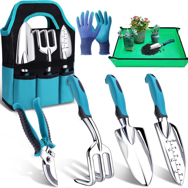 Kynup Outils de Jardinage, 7 Pièces Outil Jardin avec Sac à Jardinage