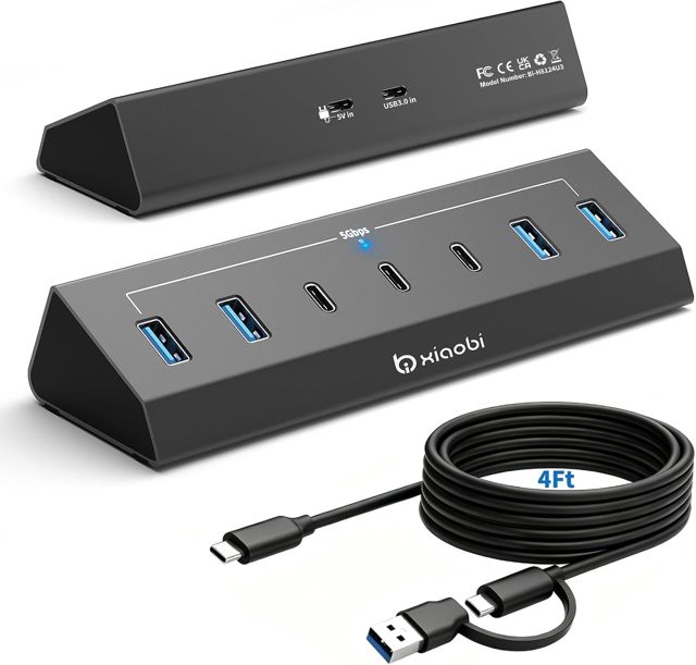 Hub USB C 7 ports USB 3.0 avec 4 ports USB-A et 3 ports USB-C (1,2 m