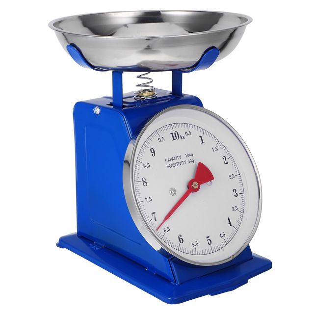 Balance Mécanique la Cuisine Vintage 10kg avec Bol Acier Bleu