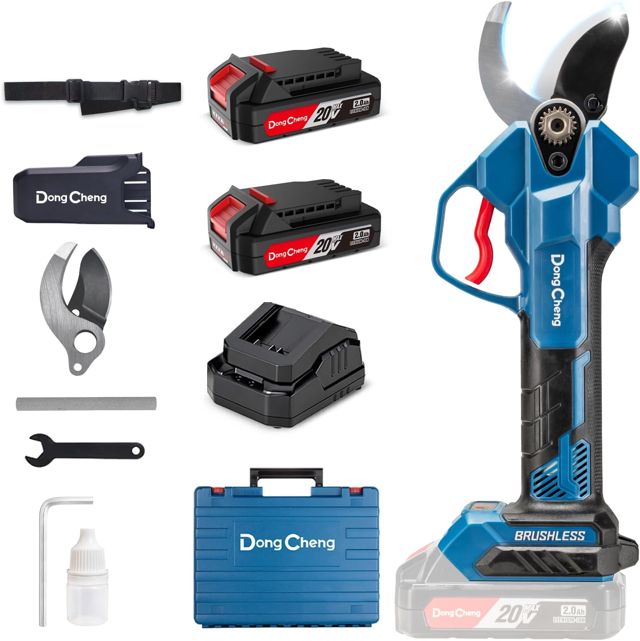 Dong Cheng Sécateur Électrique Sans Fil 20V 35 mm, 2 Batteries 2.0Ah