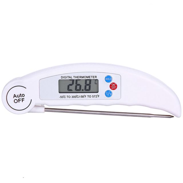 Milisten Thermomètre Cuisine Pliable en Acier Inoxydable Sonde Anti-poussière, Lecture Rapide de 50°c à 300°c, Thermomètre pour Barbecue et Cuisson Maison, Outil Pratique pour Viande